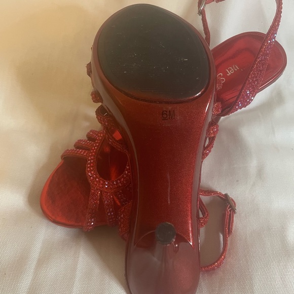Sparkly Red Heels. Size 6. Only worn once. Brand is Silver Slipper. - Picture 5 of 7